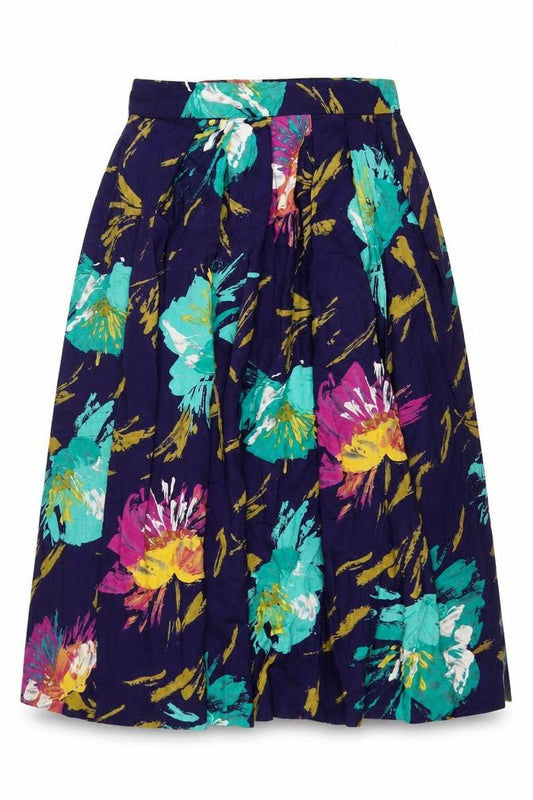 Front view of Richards Women’s Multicoloured Floral Cotton A-Line Midi Skirt, size UK 12