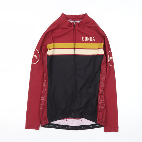 Donda Men's Red Cycling Jersey S Long Sleeve Quick Dry Zip Top