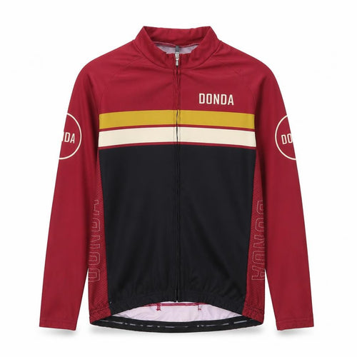 Donda Men's Red Cycling Jersey S Long Sleeve Quick Dry Zip Top