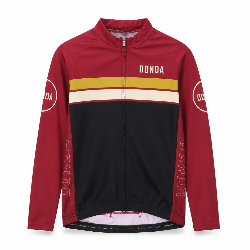 Donda Men's Red Cycling Jersey S Long Sleeve Quick Dry Zip Top
