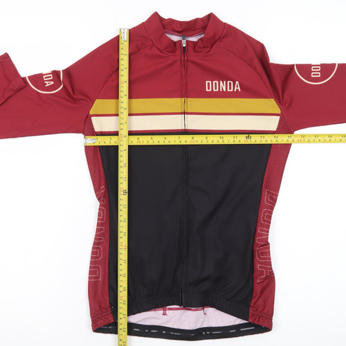 Donda Men's Red Cycling Jersey S Long Sleeve Quick Dry Zip Top