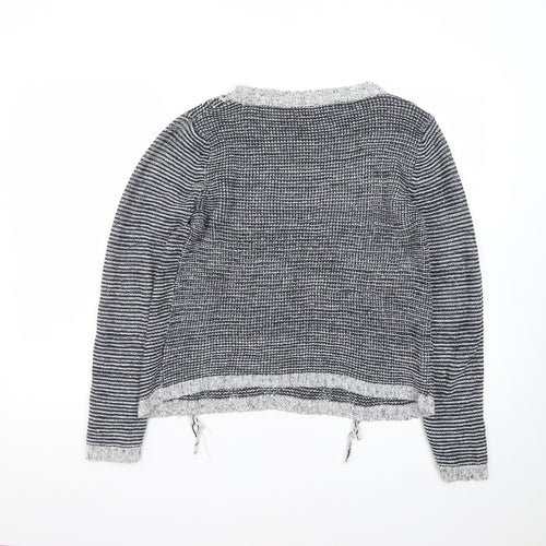 Next Women Grey Chunky-Knit Fringe Pullover Jumper Size 12