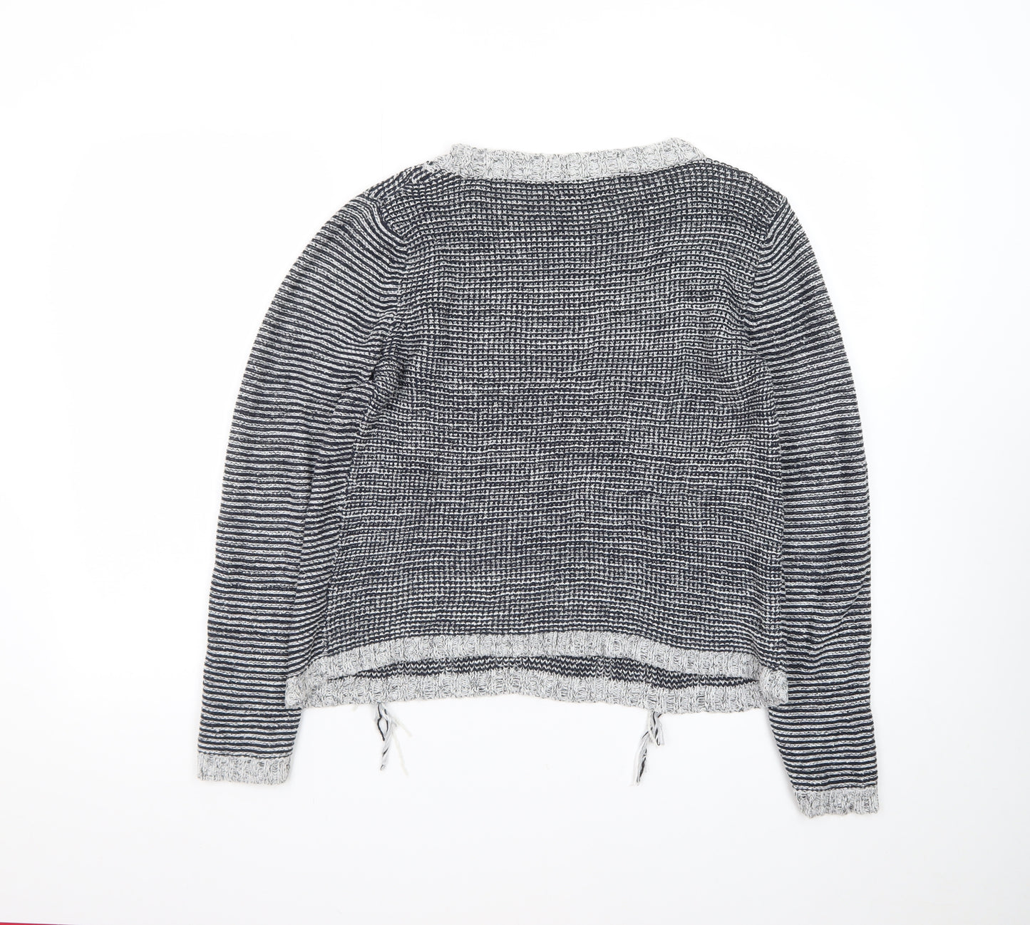 Next Women Grey Chunky-Knit Fringe Pullover Jumper Size 12