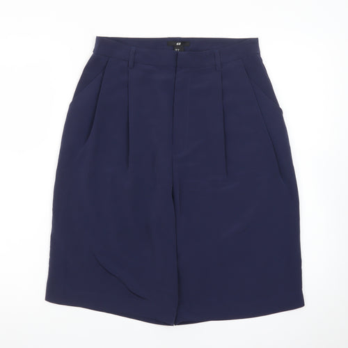 H&M Women Blue Size 10 Bermuda Pleated High Rise Shorts