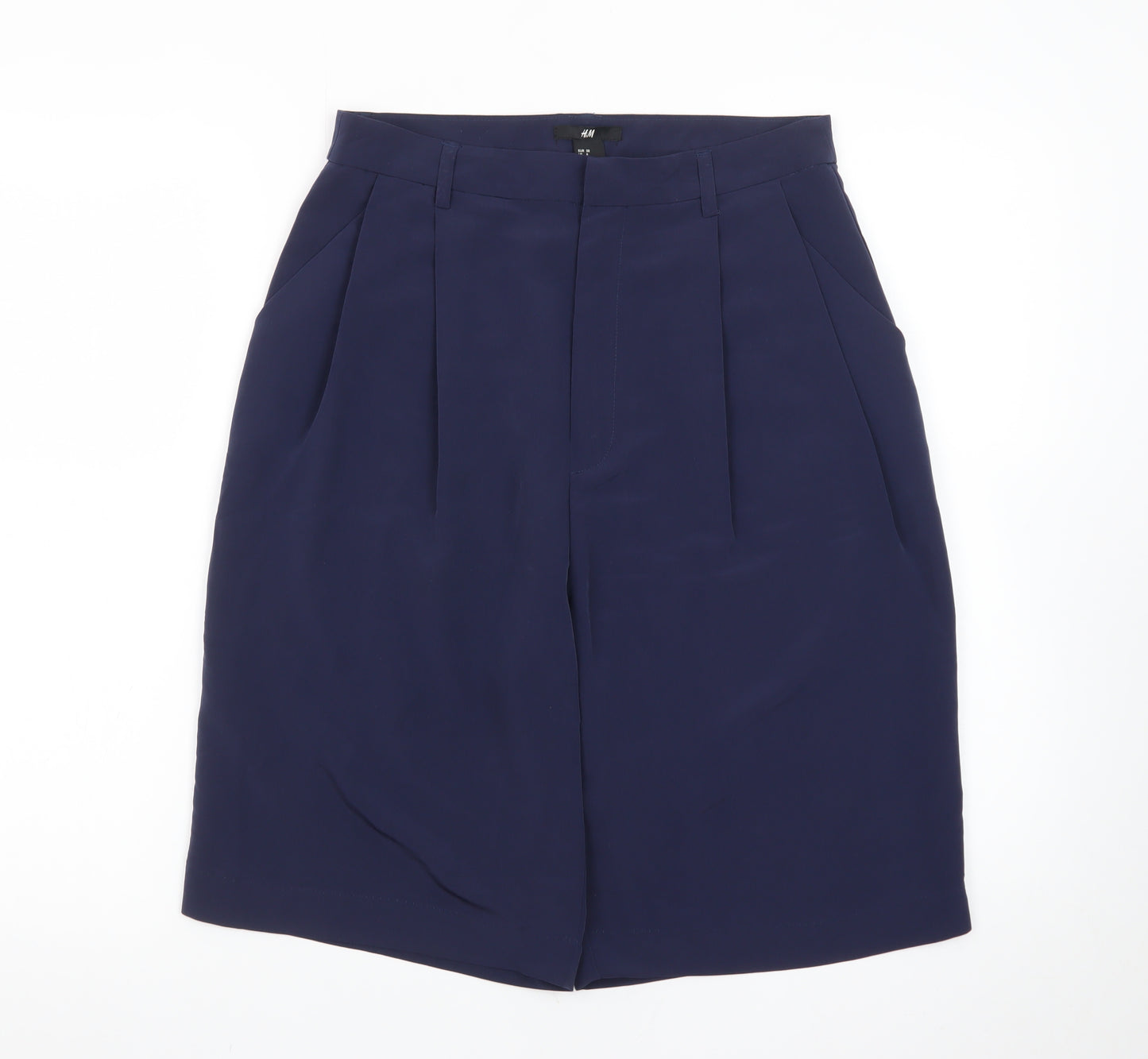 H&M Women Blue Size 10 Bermuda Pleated High Rise Shorts