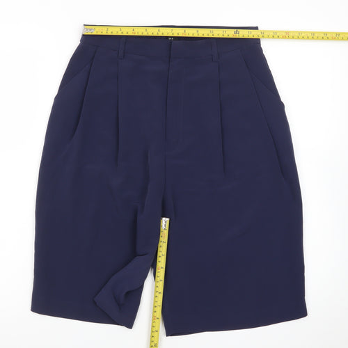 H&M Women Blue Size 10 Bermuda Pleated High Rise Shorts