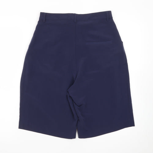 H&M Women Blue Size 10 Bermuda Pleated High Rise Shorts