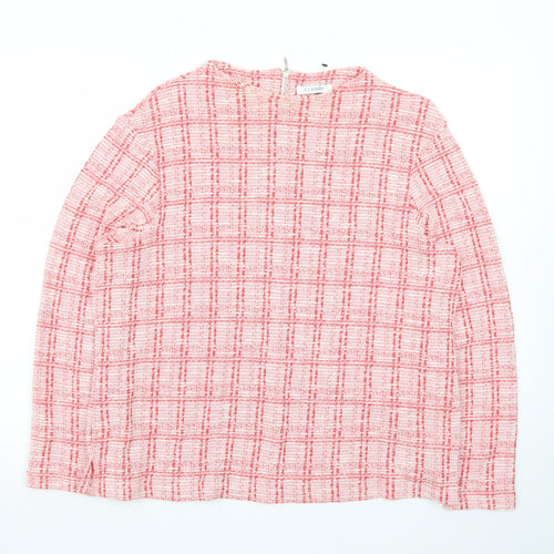 Marks and Spencer Women Pink Check Woven Long Sleeve Blouse Size 18