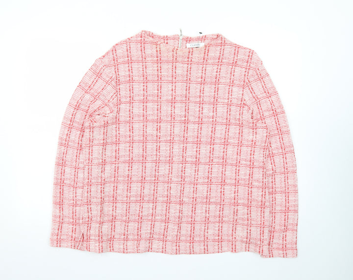 Marks and Spencer Women Pink Check Woven Long Sleeve Blouse Size 18