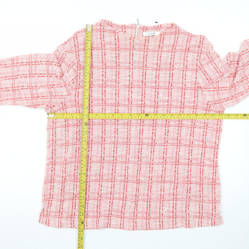 Marks and Spencer Women Pink Check Woven Long Sleeve Blouse Size 18