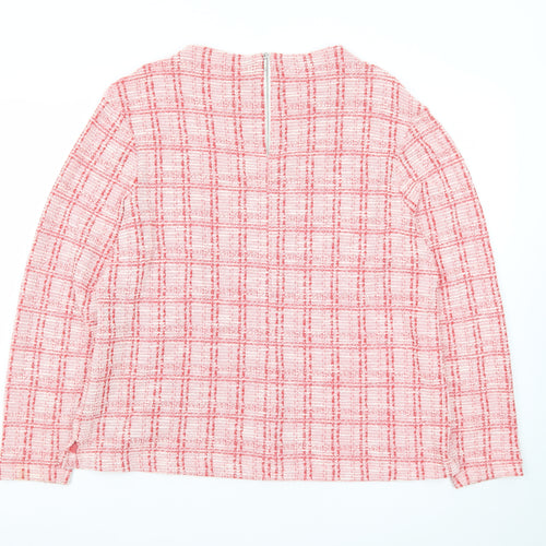 Marks and Spencer Women Pink Check Woven Long Sleeve Blouse Size 18