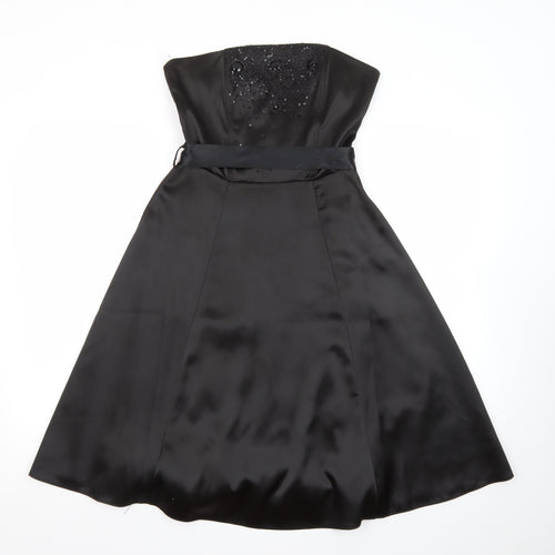 Select Women’s Black Strapless Beaded A-Line Party Dress Size 8