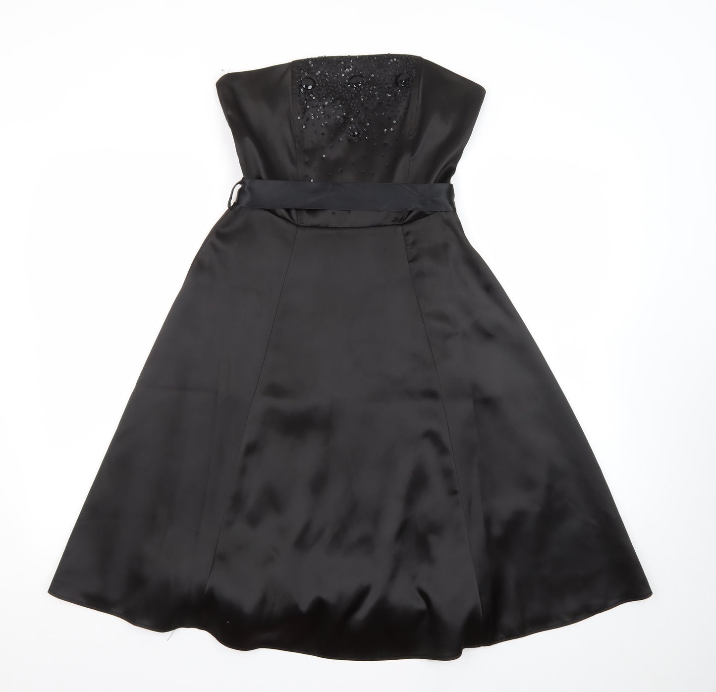 Select Women’s Black Strapless Beaded A-Line Party Dress Size 8
