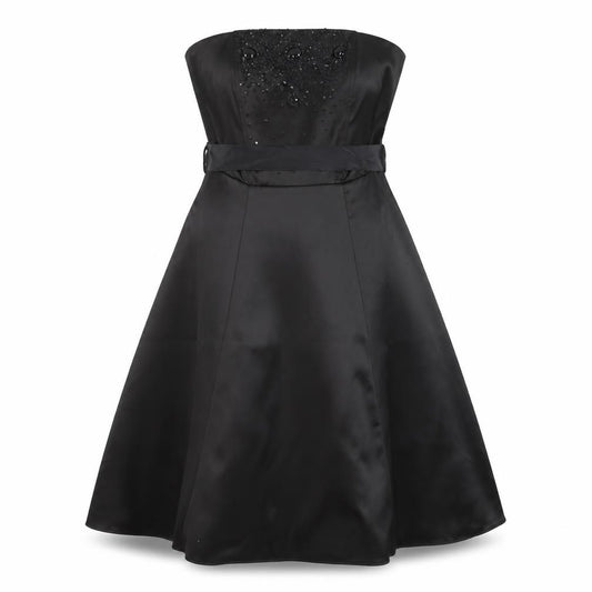 Front view of Select Women’s Black Strapless Beaded A-Line Party Dress, size UK 8