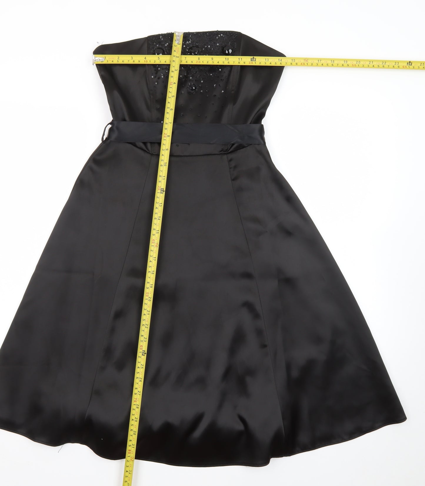 Select Women’s Black Strapless Beaded A-Line Party Dress Size 8
