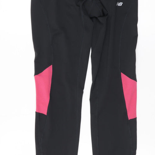 New Balance Women's Black Pink Ankle Leggings Small Stretch Zip Detail