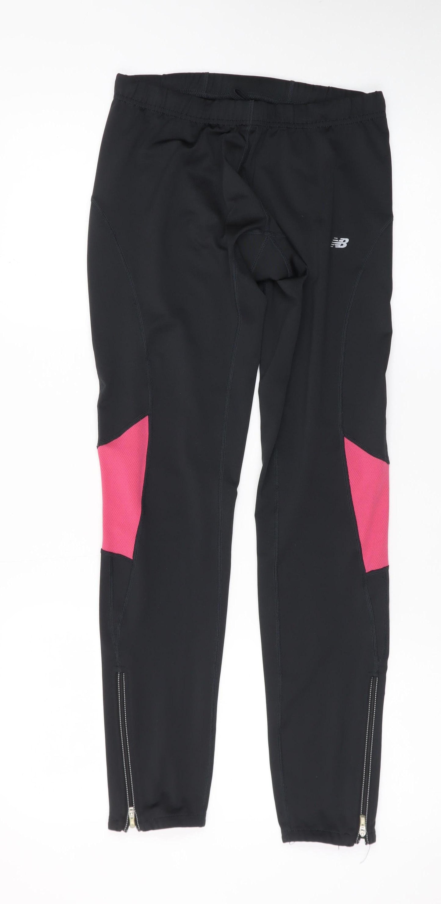 New Balance Women's Black Pink Ankle Leggings Small Stretch Zip Detail