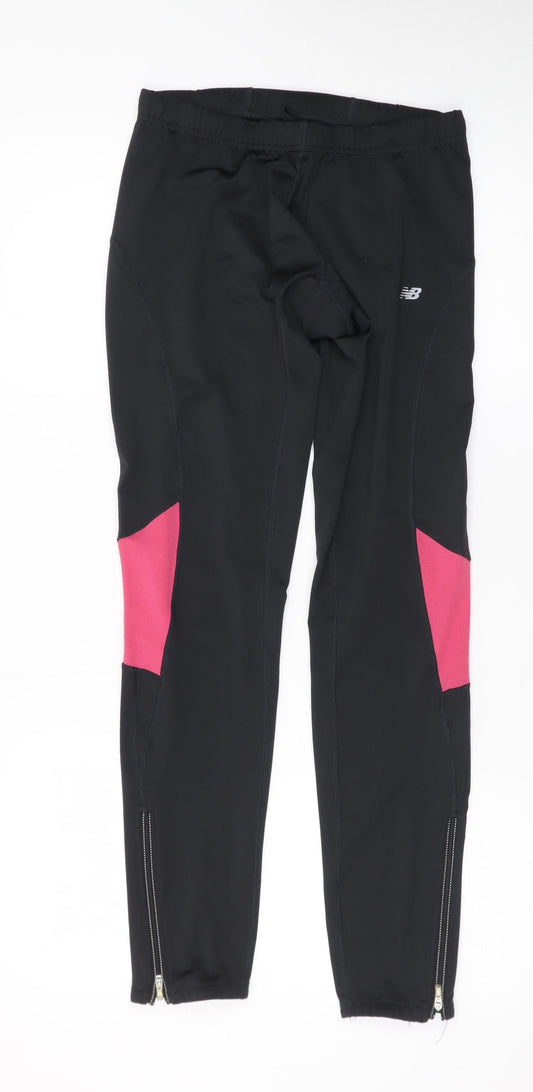 New Balance Women's Black Pink Ankle Leggings Small Stretch Zip Detail