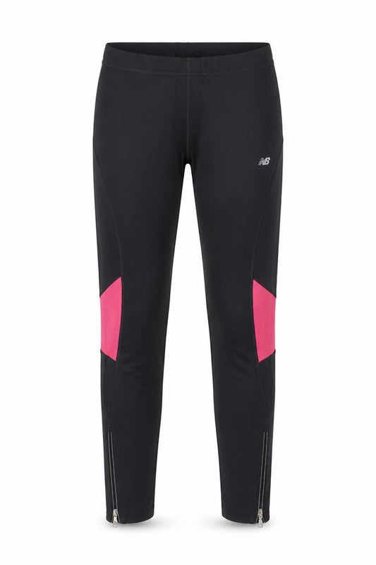 New Balance Women's Black Pink Ankle Leggings Small Stretch Zip Detail