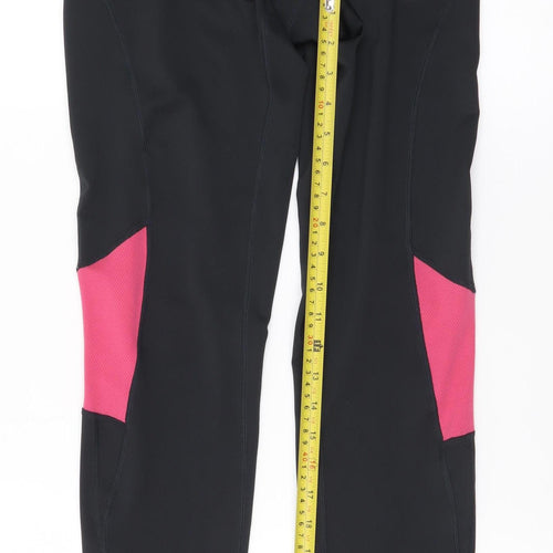 New Balance Women's Black Pink Ankle Leggings Small Stretch Zip Detail