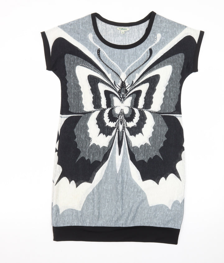 Culture Women's Multicoloured Butterfly Graphic T-Shirt Dress Size 8
