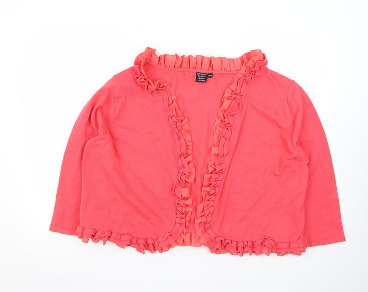 Cellbes Women’s Pink Ruffle Edge Open Cardigan Size 30