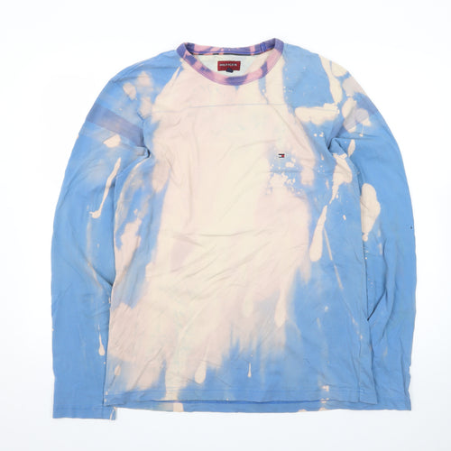 Tommy Hilfiger Men's Blue Long Sleeve Tie Dye Cotton T-Shirt Size L