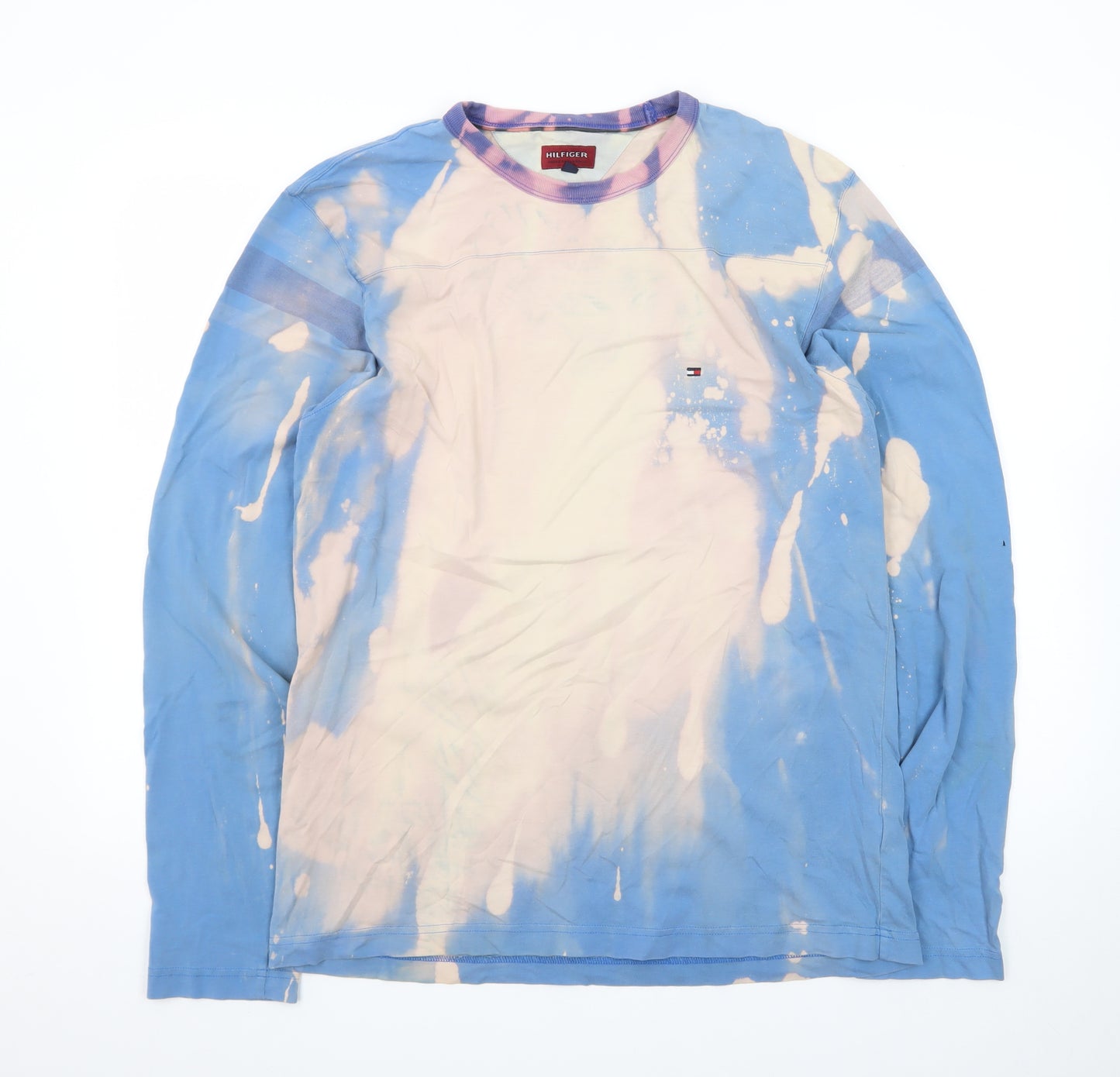 Tommy Hilfiger Men's Blue Long Sleeve Tie Dye Cotton T-Shirt Size L