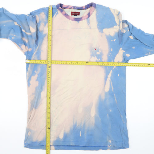 Tommy Hilfiger Men's Blue Long Sleeve Tie Dye Cotton T-Shirt Size L