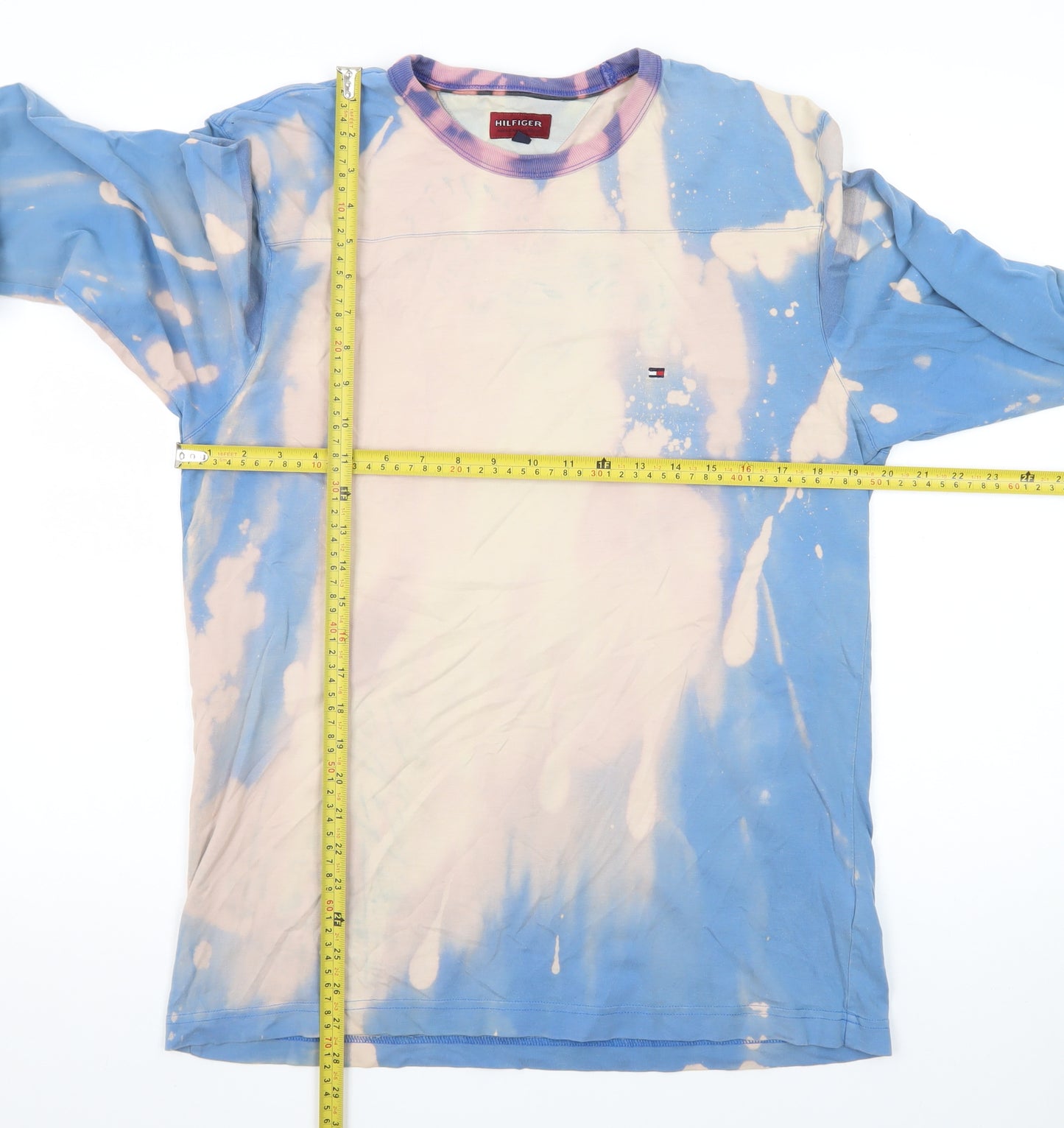 Tommy Hilfiger Men's Blue Long Sleeve Tie Dye Cotton T-Shirt Size L