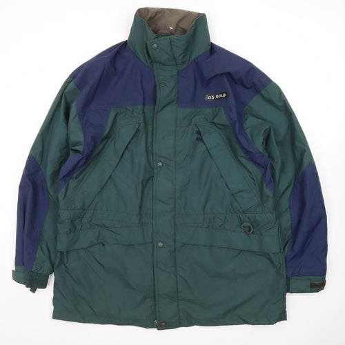 GS Gold Men's Green Waterproof Parka Jacket Large Nylon Outdoor Zip