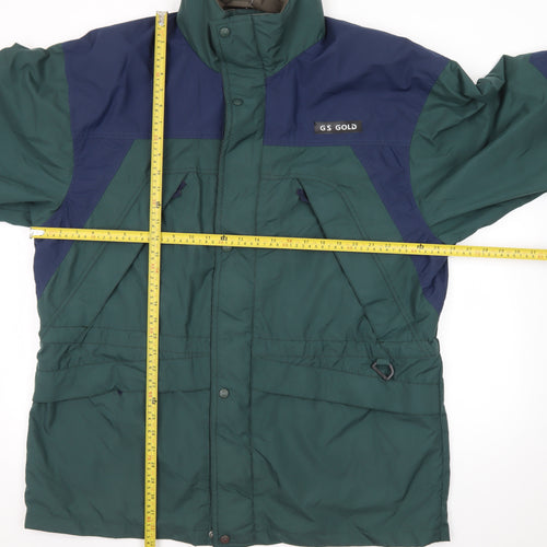 GS Gold Men's Green Waterproof Parka Jacket Large Nylon Outdoor Zip