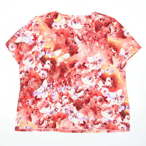 Ann Harvey Women’s Red Floral Short Sleeve Tunic Blouse Size 20