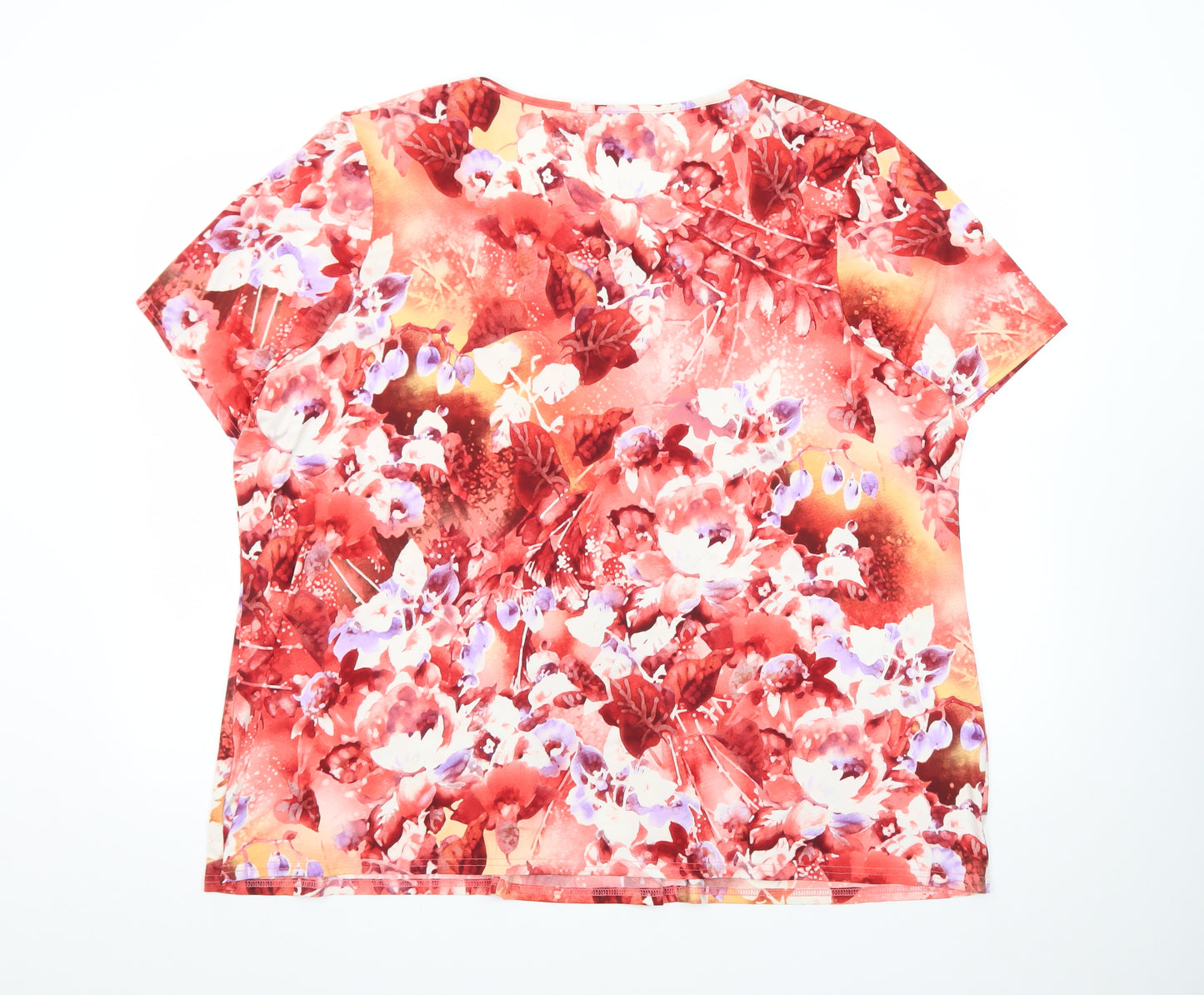 Ann Harvey Women’s Red Floral Short Sleeve Tunic Blouse Size 20