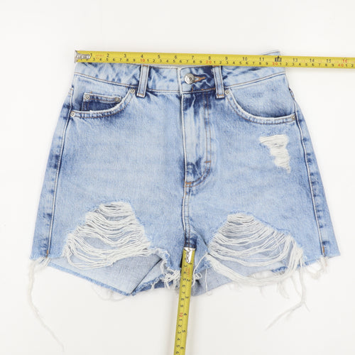 Topshop Women Blue Size 6 Mom Denim Distressed Shorts