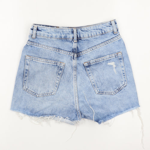 Topshop Women Blue Size 6 Mom Denim Distressed Shorts