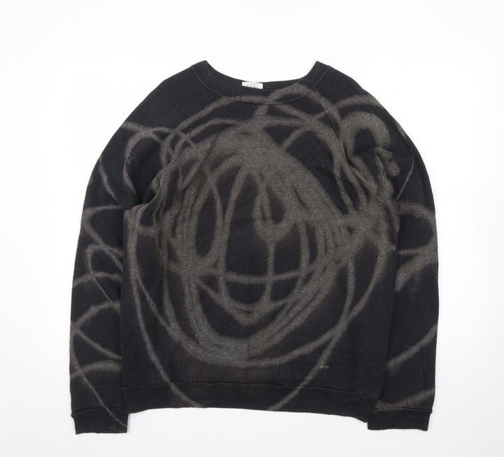 Lee Womens Black XL Pullover Jumper Crew Neck Grunge Patterned Sweatshirt