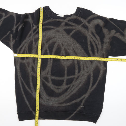 Lee Womens Black XL Pullover Jumper Crew Neck Grunge Patterned Sweatshirt