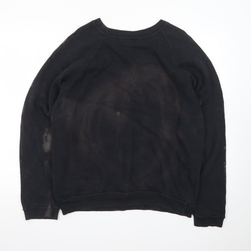 Lee Womens Black XL Pullover Jumper Crew Neck Grunge Patterned Sweatshirt