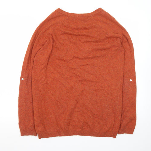 Fred Perry Womens Brown V-Neck Cardigan Size 8 Wool Blend