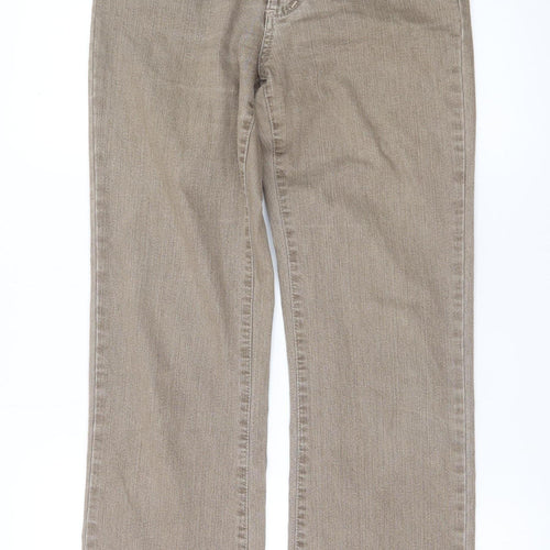 Angels Women Beige Straight Leg Jeans Size 36 Regular Fit Mid Rise