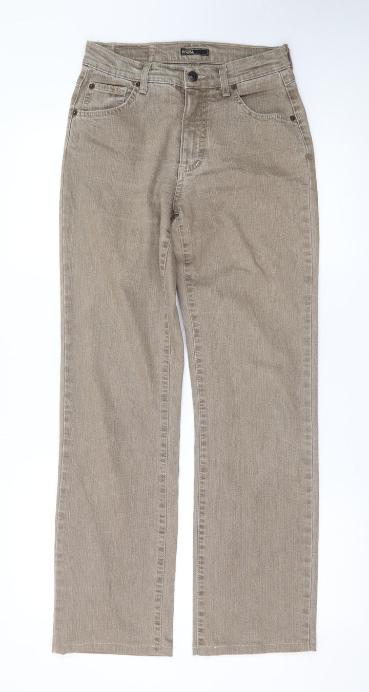 Angels Women Beige Straight Leg Jeans Size 36 Regular Fit Mid Rise