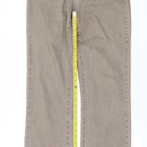Angels Women Beige Straight Leg Jeans Size 36 Regular Fit Mid Rise
