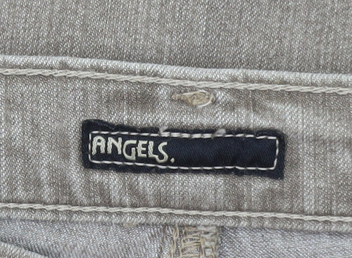 Angels Women Beige Straight Leg Jeans Size 36 Regular Fit Mid Rise