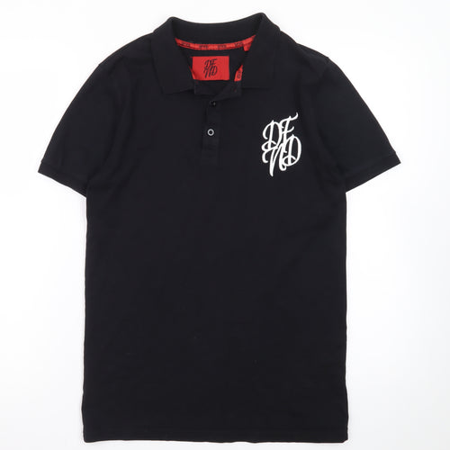 DFND Men’s Black Collared Cotton Polo T-Shirt Size S