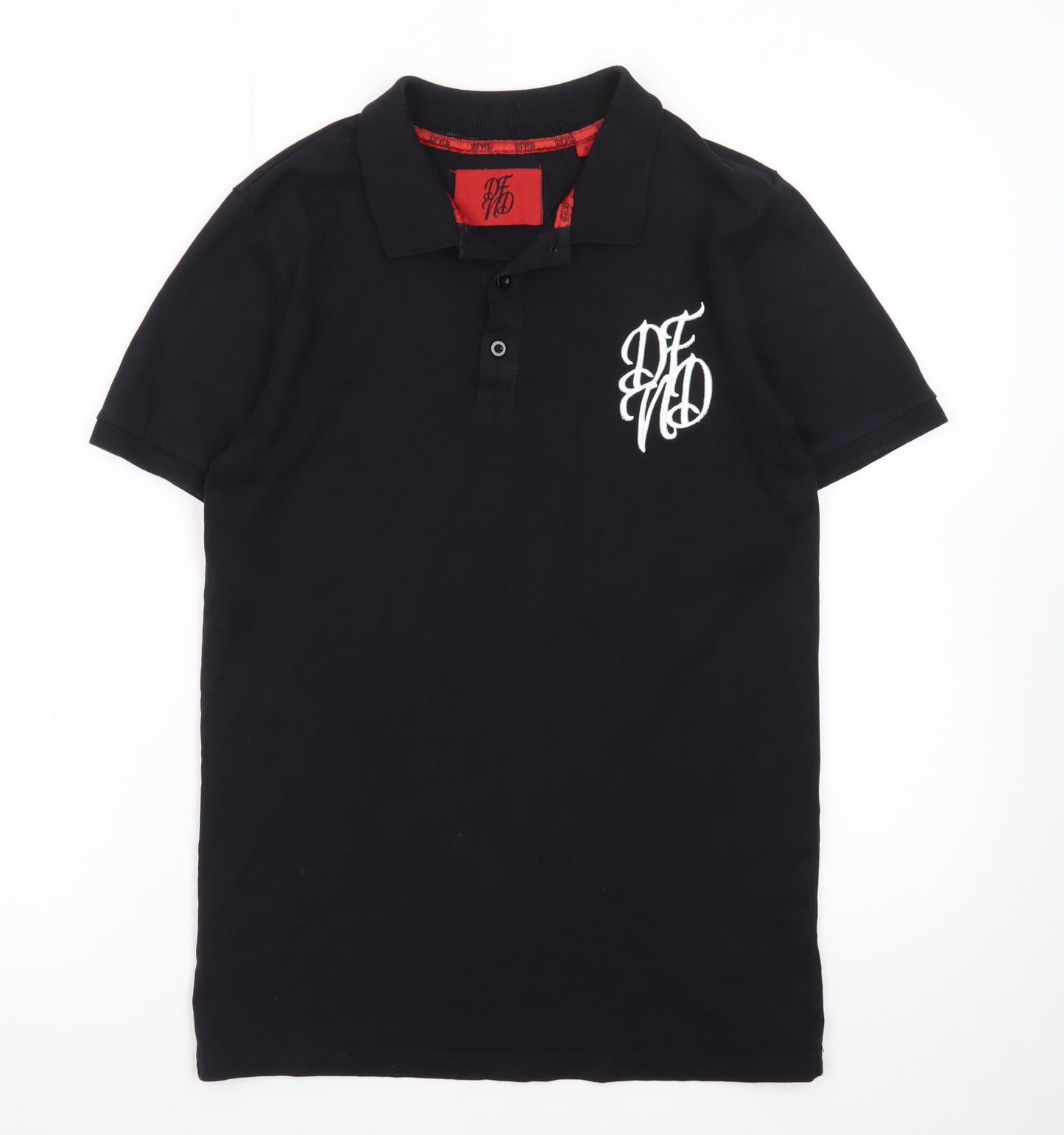 DFND Men’s Black Collared Cotton Polo T-Shirt Size S