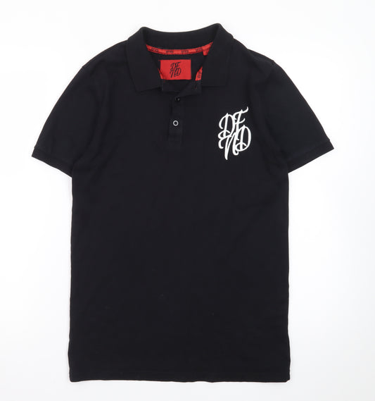 DFND Men’s Black Collared Cotton Polo T-Shirt Size S