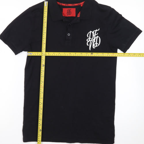 DFND Men’s Black Collared Cotton Polo T-Shirt Size S
