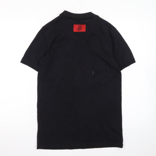 DFND Men’s Black Collared Cotton Polo T-Shirt Size S