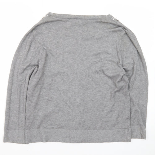 Be Beau Women's Grey Sequin V-Neck Cardigan Size 18